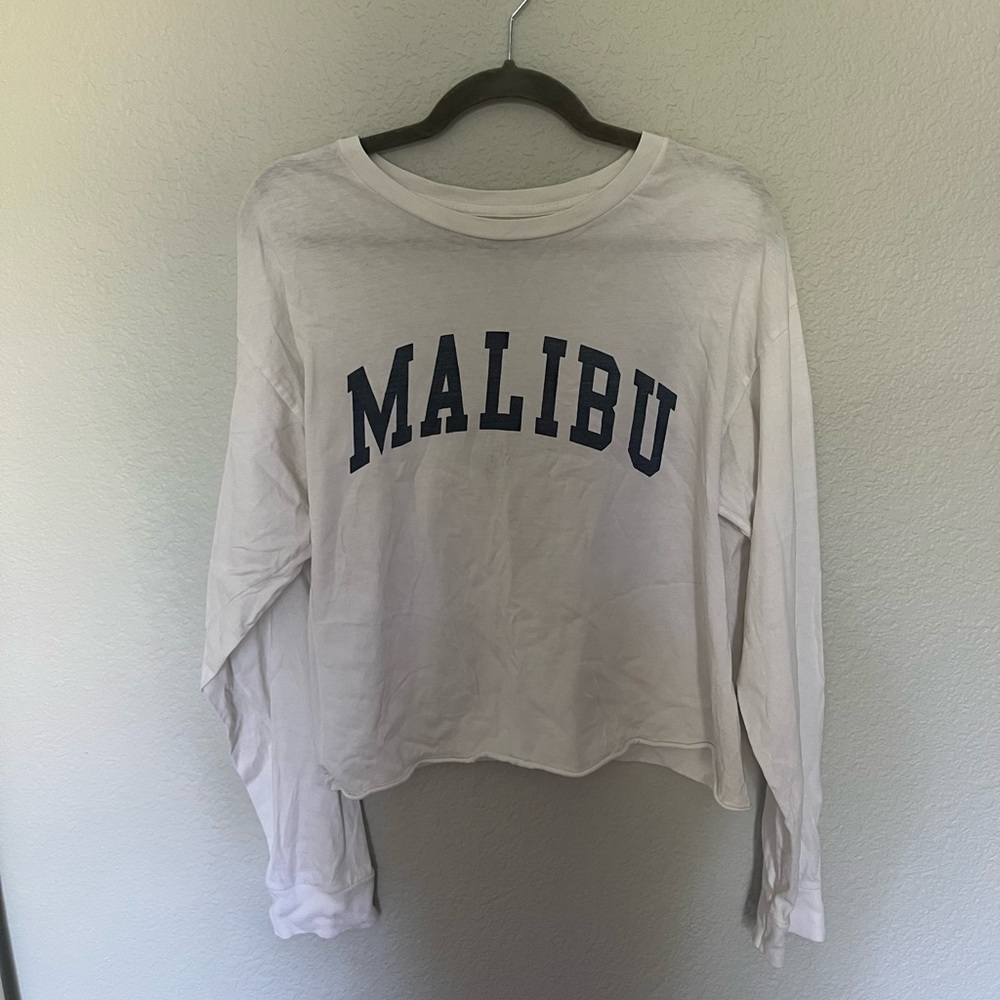 Brandy Melville White Cropped Malibu Tee